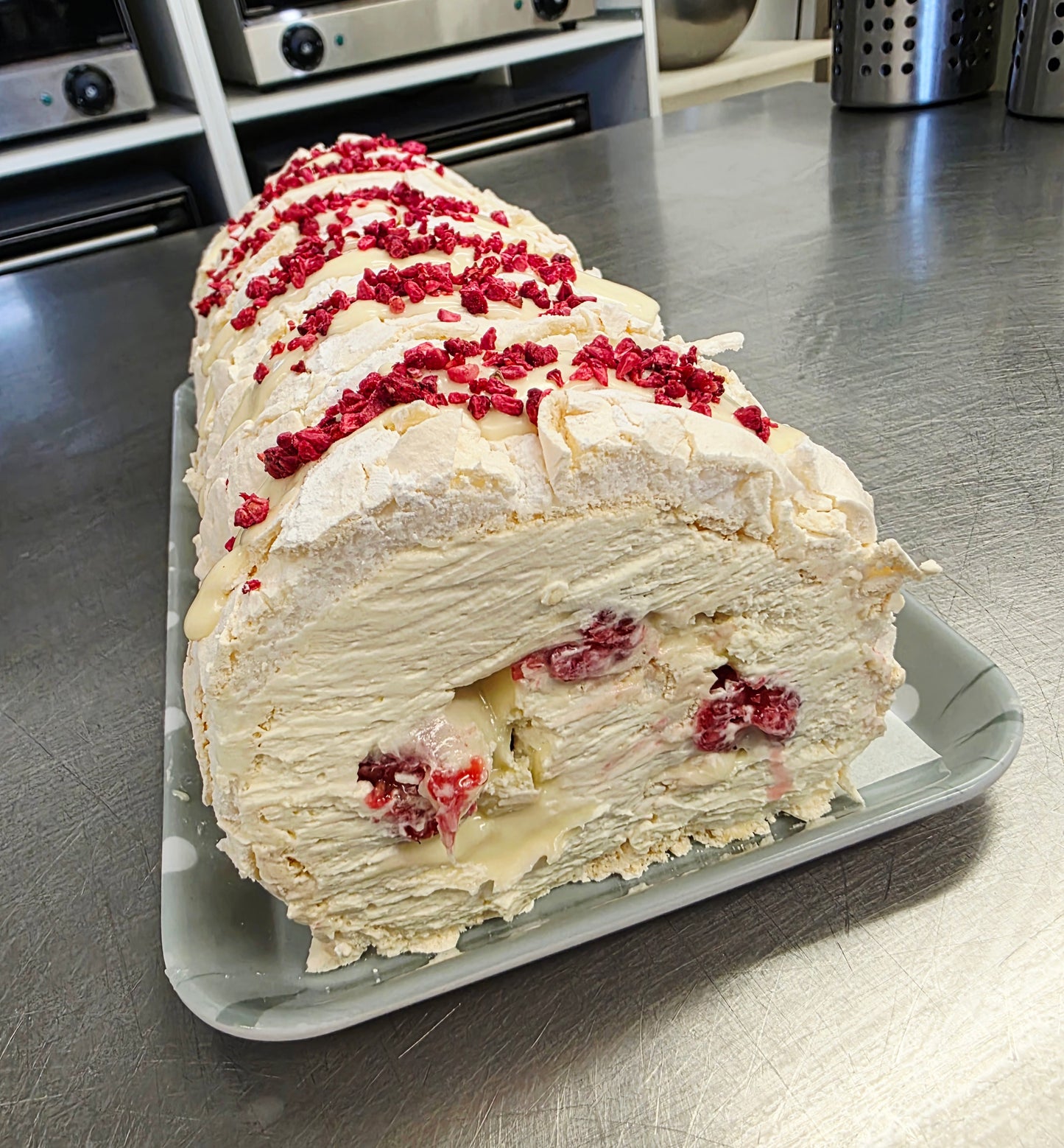 Raspberry & White Choc Roulade