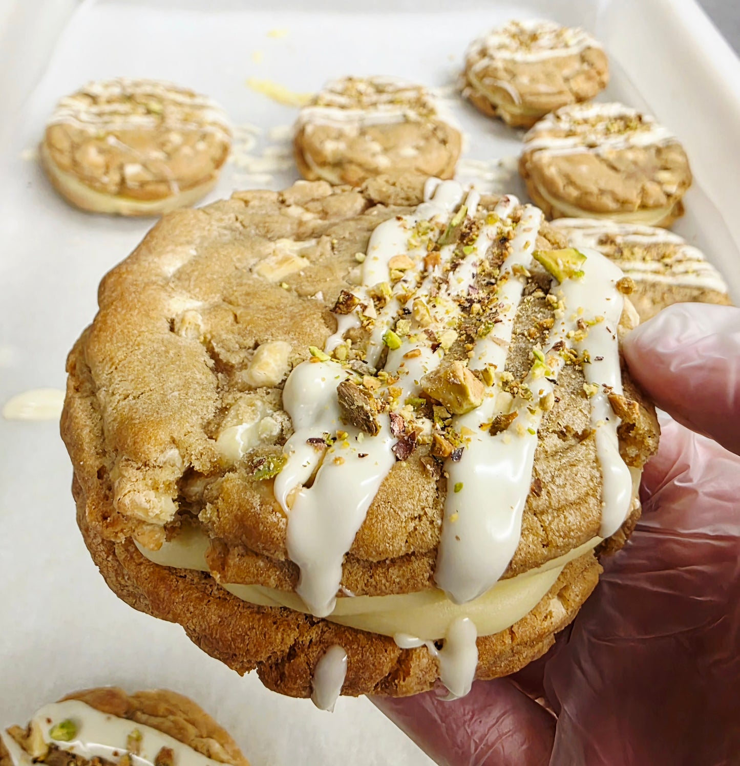 Pistachio & White Choc Cookie Sandwich - Mother's Day Week Pre Order