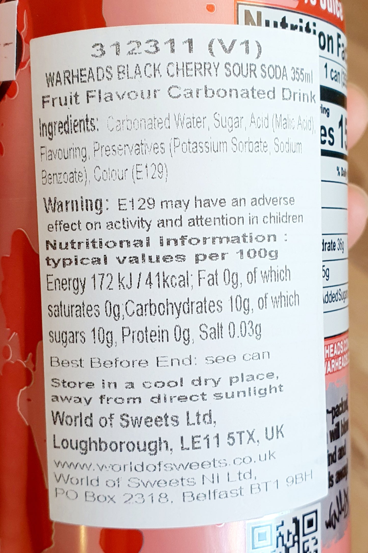 Warheads Sour 355ml - Black Cherry Soda