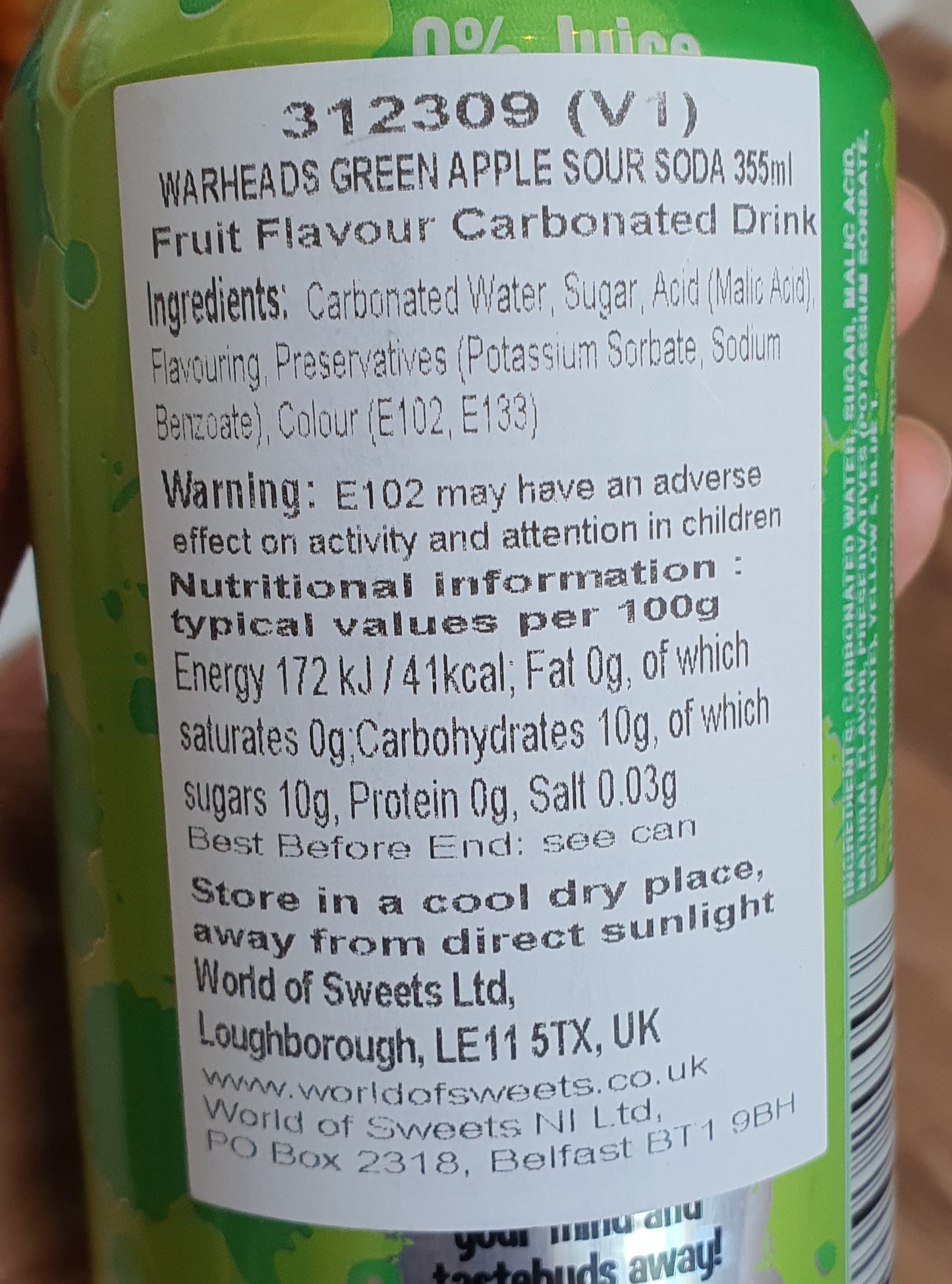 Warheads Sour 355ml - Apple Soda