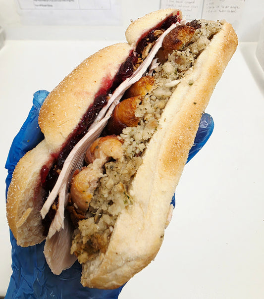 Christmas Dinner Sub Roll With Gravy Dip